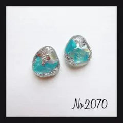 No.2070 ブルー シェル レジンピアス レジンイヤリング ハンドメイド