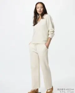 UNIQLO ウォッシャブルニットリブパンツ ナチュラル　XLサイズ