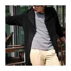 【在庫限り】長袖 カーディガン パーカー（ブラック）