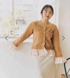 LOWRYS FARM 2WAYpuripuriカーデ　キャメル