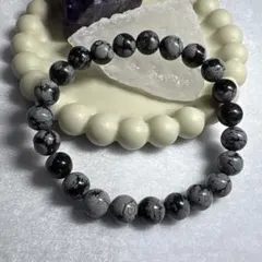 雪花オブシディアン　天然石ブレスレット　パワーストーン