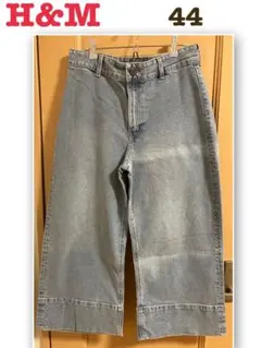 H&M ワイドデニムパンツ 44レディース　ライトブルー　クロップド丈