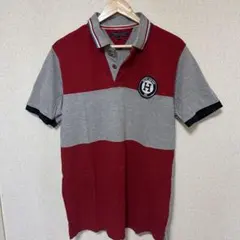 TOMMY HILFIGER ポロシャツ XL レッド/グレー