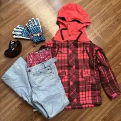 最終値下げレディース スノーボードウェア一式セット M ゴーグル グローブ付き