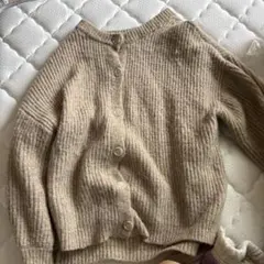 VANNIEU ベージュ リブ編み カーディガン