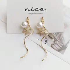 No.282 雪の結晶＊パール＊ピアス イヤリング