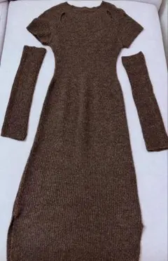 レイカズンアームウォーマー付きニットワンピ