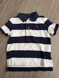 ネイビーとホワイトのストライプ ポロシャツ 18M