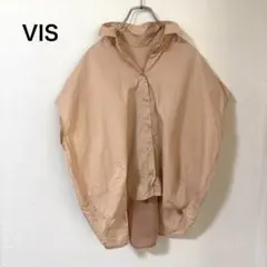 ViS ビス フレンチスリーブ半袖シャツ バックレース異素材　体型カバーのサムネイル