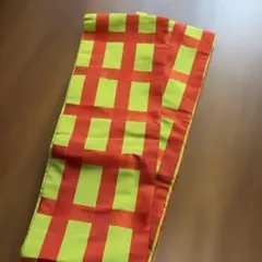 半幅帯　黄緑×オレンジのサムネイル