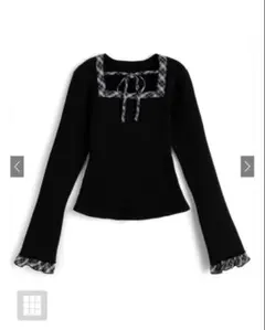 GRL チェック柄リボンリブニットトップス[tw1245]