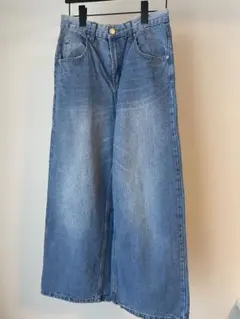 デニム ワイドレッグパンツ M