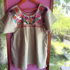 メキシコ刺繍 ブラウス ブルー 半袖 - メルカリ