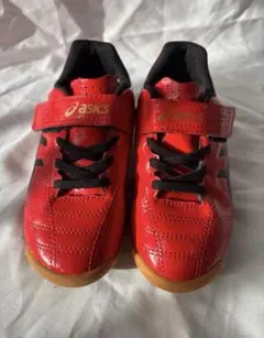 【未使用級】ASICS JUNIOLE フットサルシューズ レッド　17㎝