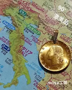 【03990T】希少　激美品　イタリア　ゴールド コインチャーム ネックレス