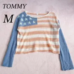 【美品】TOMMY ふわふわニット　セーター　星条旗　アメリカ　ボーダー　272