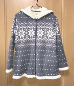 UNIQLO ユニクロ フリースジャケット 雪の結晶柄 グレー 150