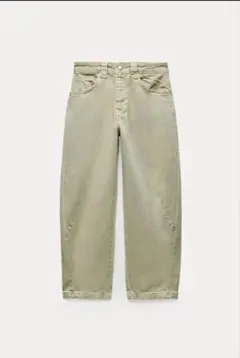 新品タグ付 34 7号 ZARA ザラ バレルレッグ クロップドパンツ