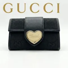 グッチ GUCCI ブラック 黒 キーケース レディース ハート 金具付き 鍵