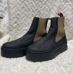 【未使用級】プーマ サイドゴアブーツ 本革 黒　25cm 厚底 防水