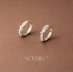 リボン シルバー925 ピアス フープピアス つけっぱなし ⭐️ 入学式 結婚式