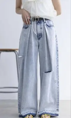 RAGEBLUE レイジブルー ダメージ加工 ワイドデニムパンツ size…Mのサムネイル