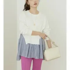 AMERICAN HOLIC 異素材ストライプニットプルオーバー