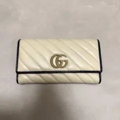 GUCCI グッチ GGマーモント 長財布 アイボリー系