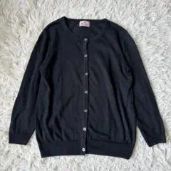 マオメイド　リネン100%カーディガン　七分袖　黒　ブラック