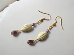 半額【セール品】　ピアス(イヤリング)　ホワイト　パープル　＃57