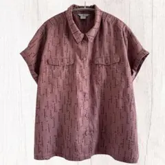 アセンド 総柄 シャツ 半袖 ロールアップ XL 灰紫 テンセル アウトドア