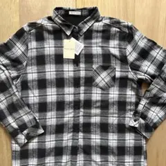 【forme caline】ロングチェックシャツ ブラック・ホワイト 3L