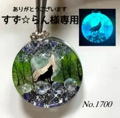 すず☆らん様専用/レジン/幻影　満月とオオカミ　蓄光　オルゴナイトネックレス
