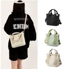 大容量 2way キャンバスショルダーバッグ 仕切り付き