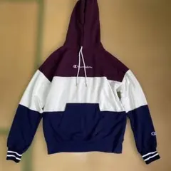Champion パーカー パープル ホワイト ネイビー Lサイズ