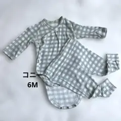 Konny バンブーボディスーツ・レギンス セット 6M ギンガム 緑
