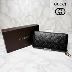 011 極美品 GUCCI 長財布 ラウンドファスナー マイクロシマ 黒 m3