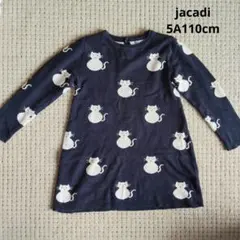 jacadi　ネイビー 猫柄 ニットワンピース5A