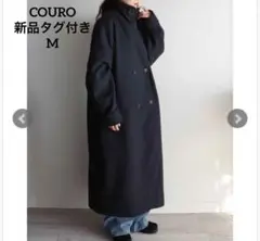 KOURO 3WA 領圓領羊毛質感長版大衣 黑色 M