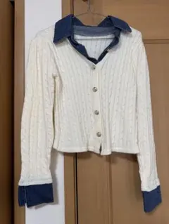 アイボリー ケーブル編み ニット セーター