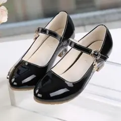 女の子用 ブラック フォーマルシューズ 低ヒール