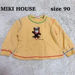 【希少】ミキハウス トレーナー スウェット クマ 刺繍 ワッペン イエロー 90