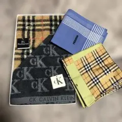 CALVIN KLEIN & Burberrys & renomaハンカチ4枚