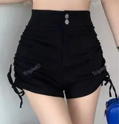 SHEIN 夏用カジュアル 無地 サイド絞り付きショーツ