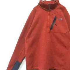 ノースフェイス セーターフリース ハーフジップ オレンジ Msize US古着
