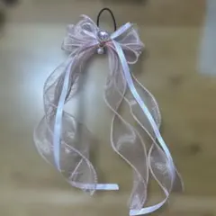 リボン付きヘアゴム ピンク　卒園式　入学式　入園式