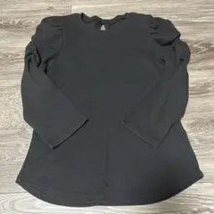 GU リブボリュームスリーブT(7分袖) ブラック　M