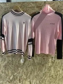 JUN&ROPE ニット 2点セット ピンク ブラック　Lサイズ