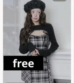 Darich ニットボレロダブルチェックミニワンピース BLK F