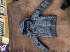 ネイビー フード付きダウンジャケット S